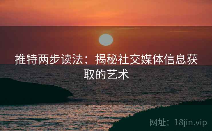 推特两步读法：揭秘社交媒体信息获取的艺术